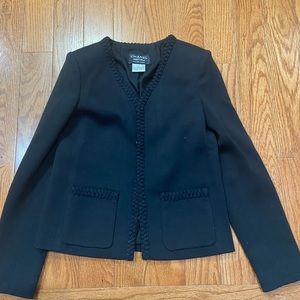 NWOT CHANEL Uniform jacket tweed trim size 34 black